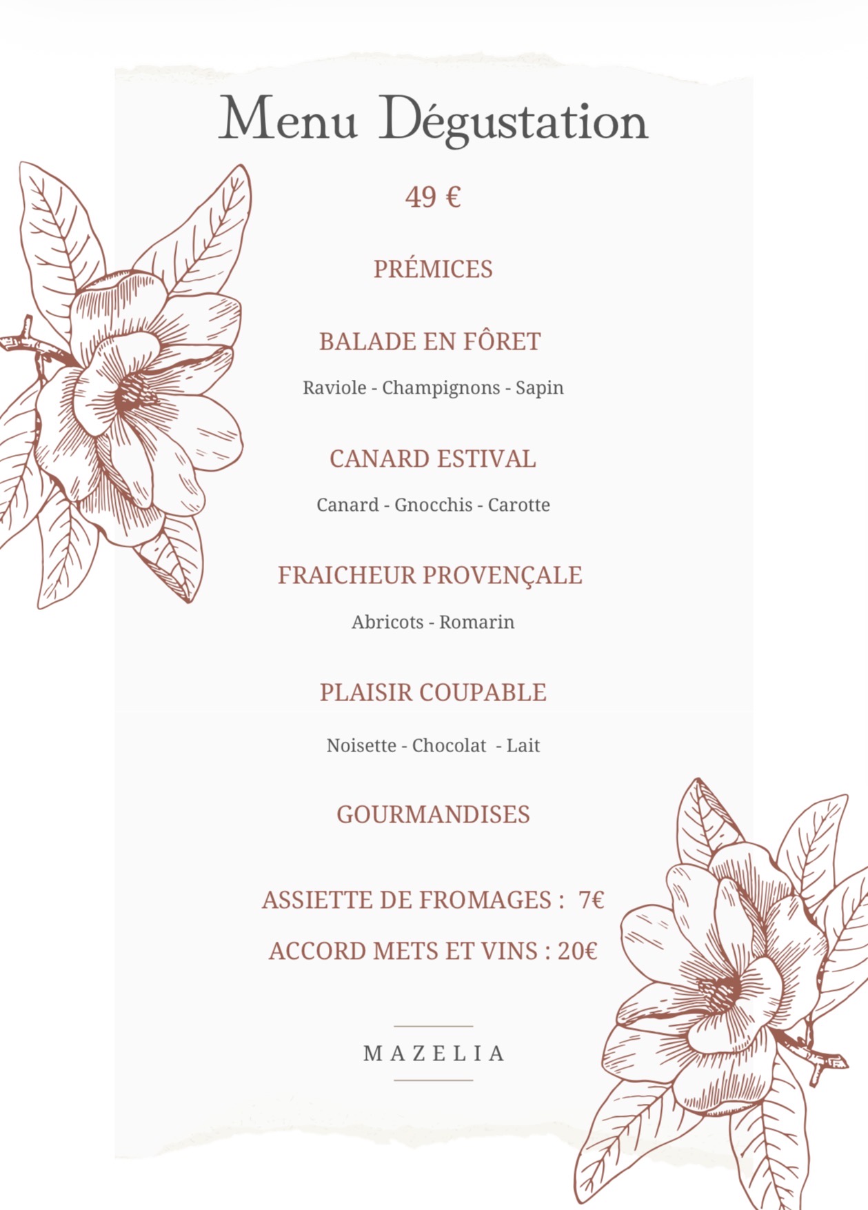 Menu Dégustation